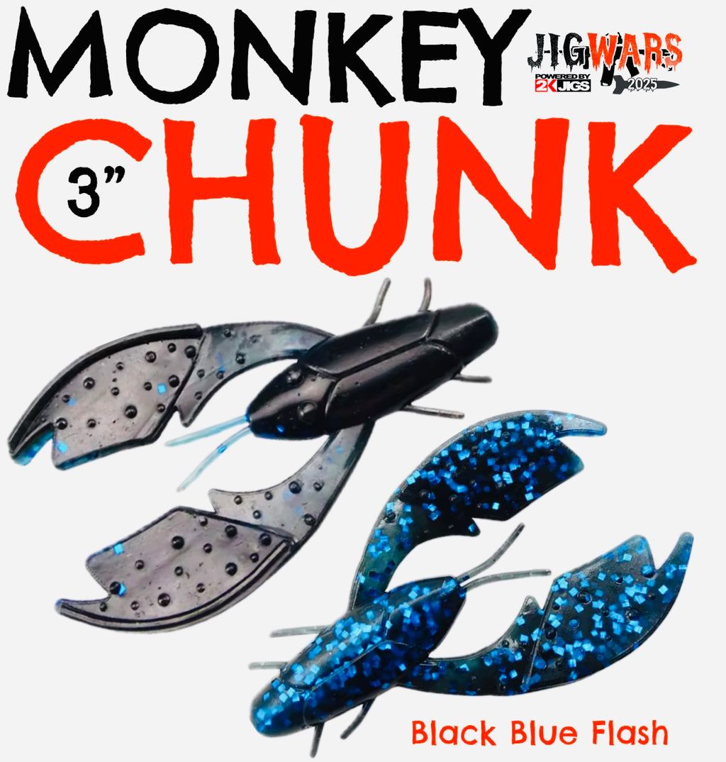 2K Jigs Monkey Chunk 3" Black Blue Flash Featured