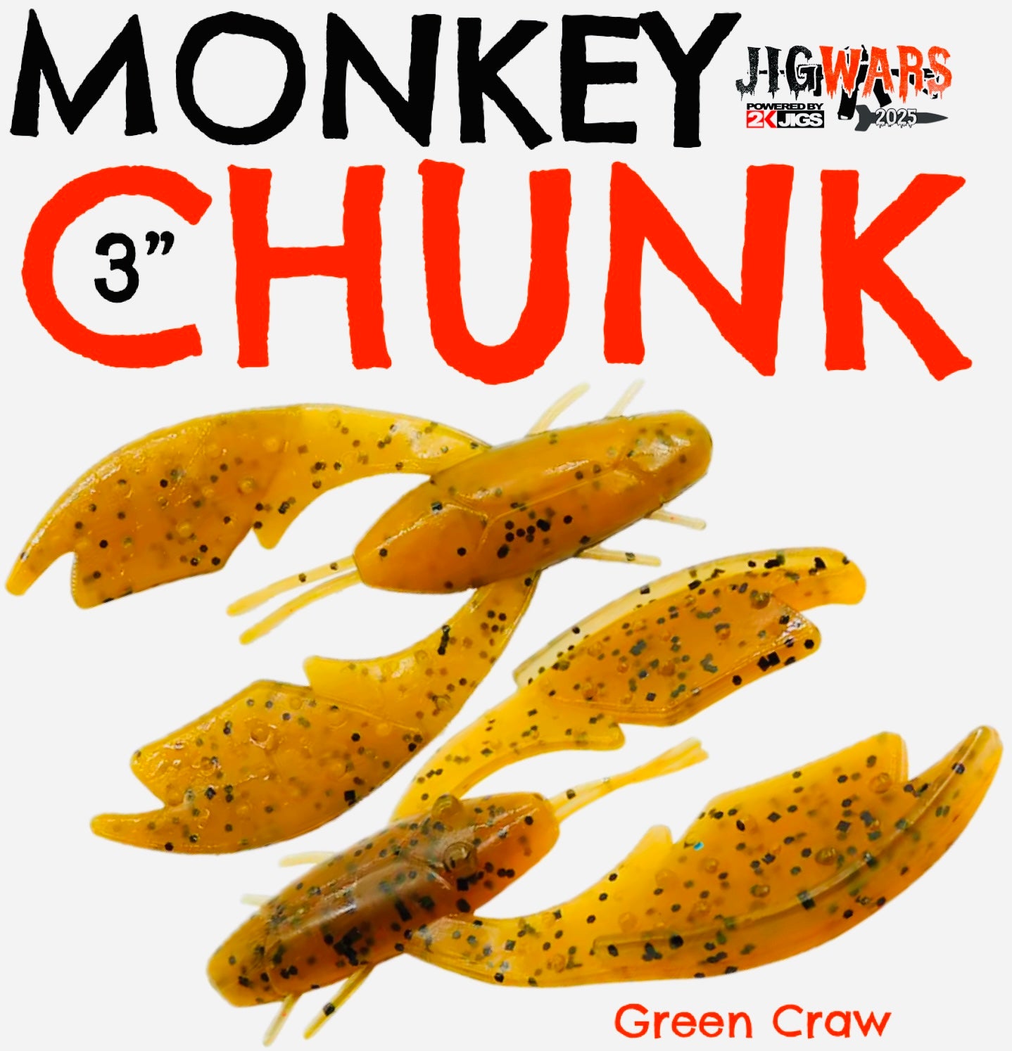 2K Jigs Monkey Chunk 3" Green Craw Featured
